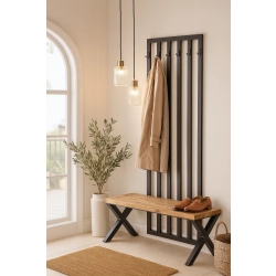 Ławka Metalowa Z Wieszakiem Loft Siedzisko Drewno Lite Dąb LM-117 Rozmiary od 50 cm do 200 cm